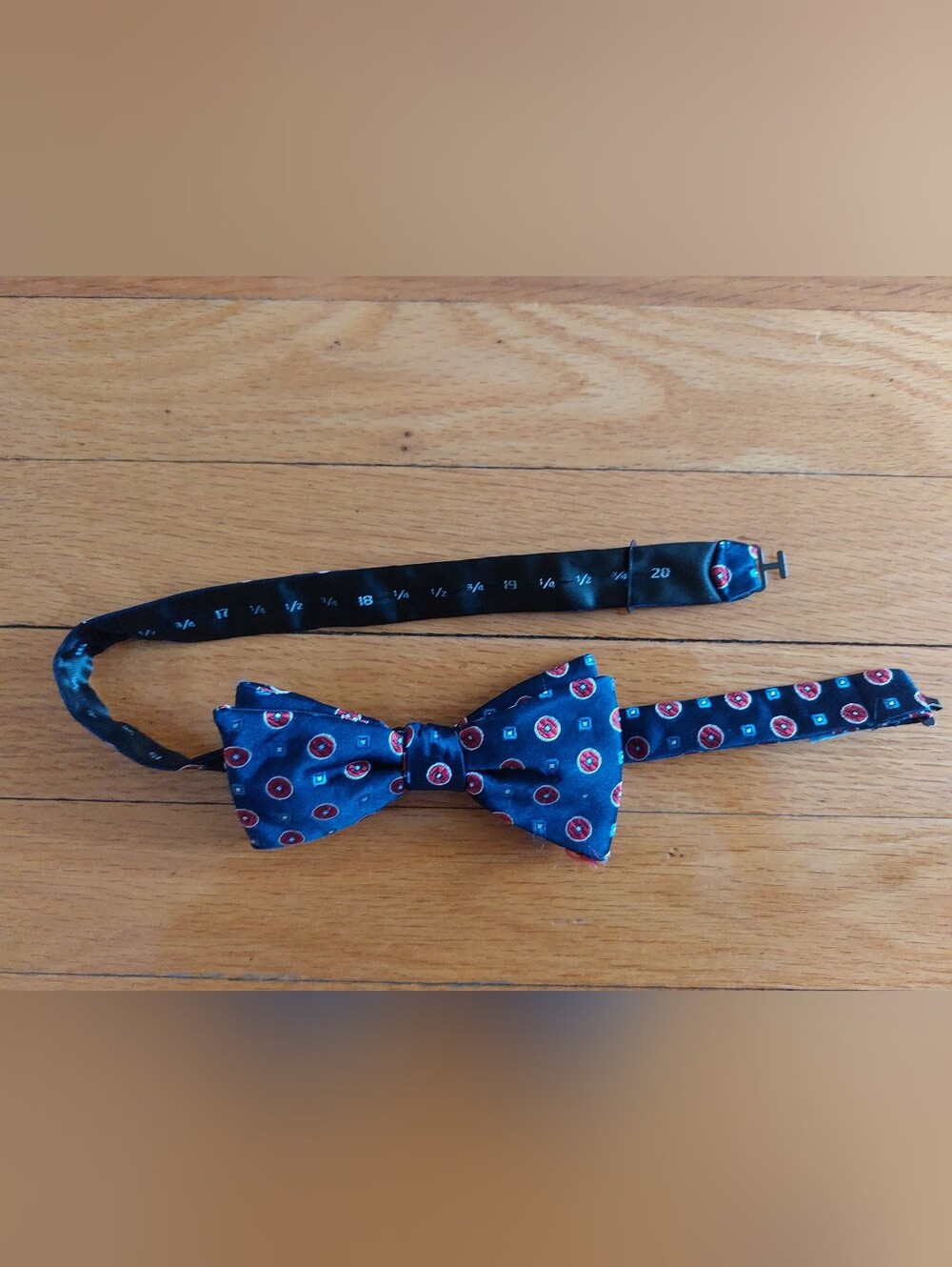 Apt. 9 Navy Bow Tie with Red and White Medallion Print